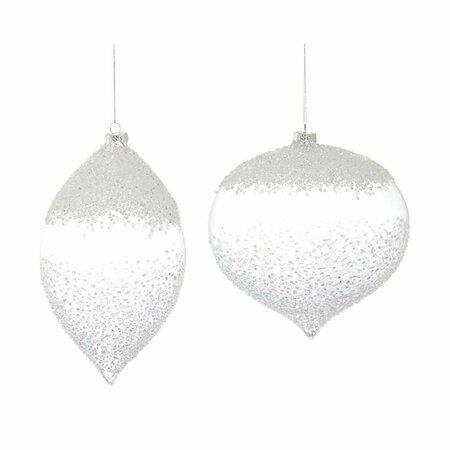 SMARTGIFTS DS 7.25-9 in. Glass Ornament White & Clear - Set of 4 SM2615741